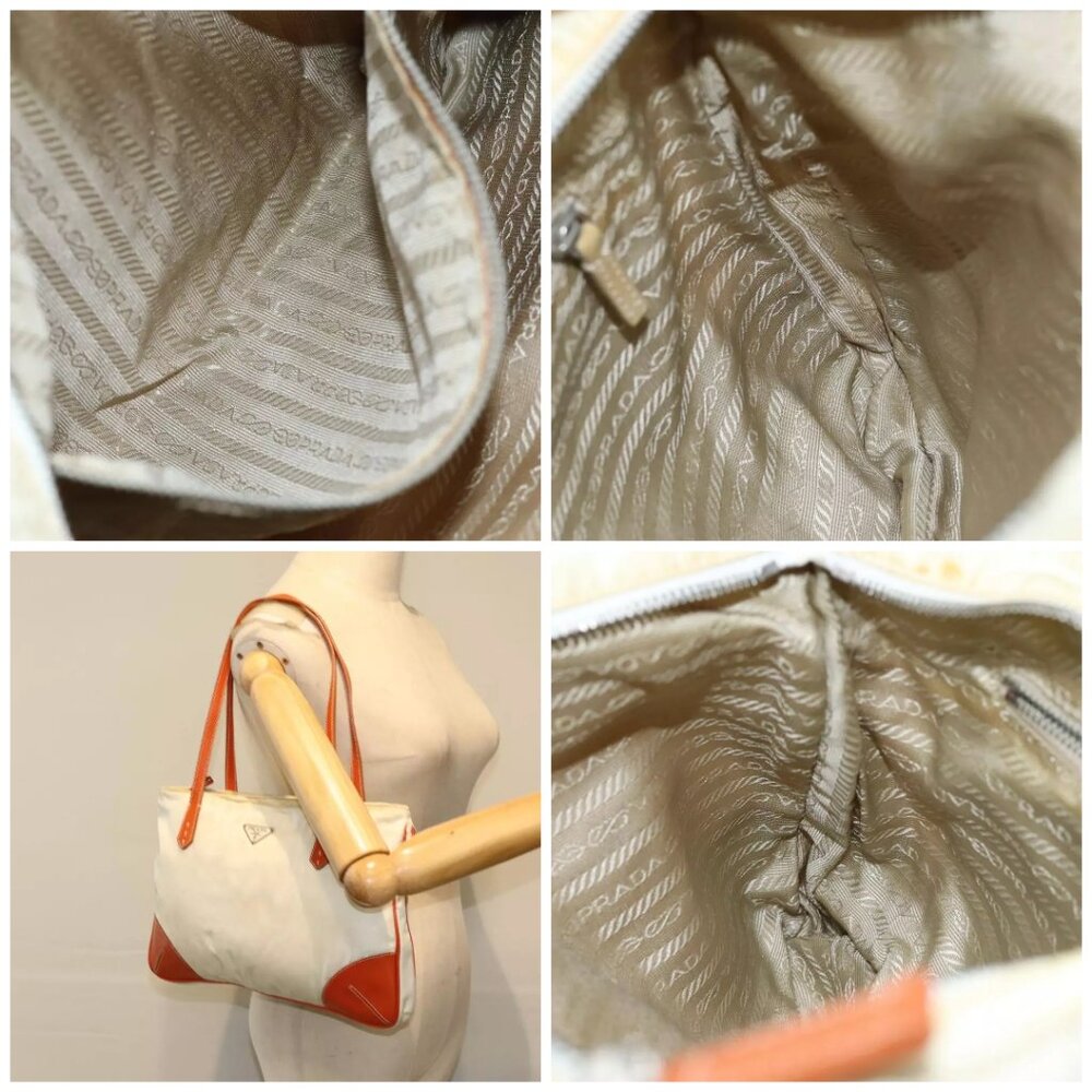 PRADA Tote Bag Nylon Beige Orange - Picture 16 of 16